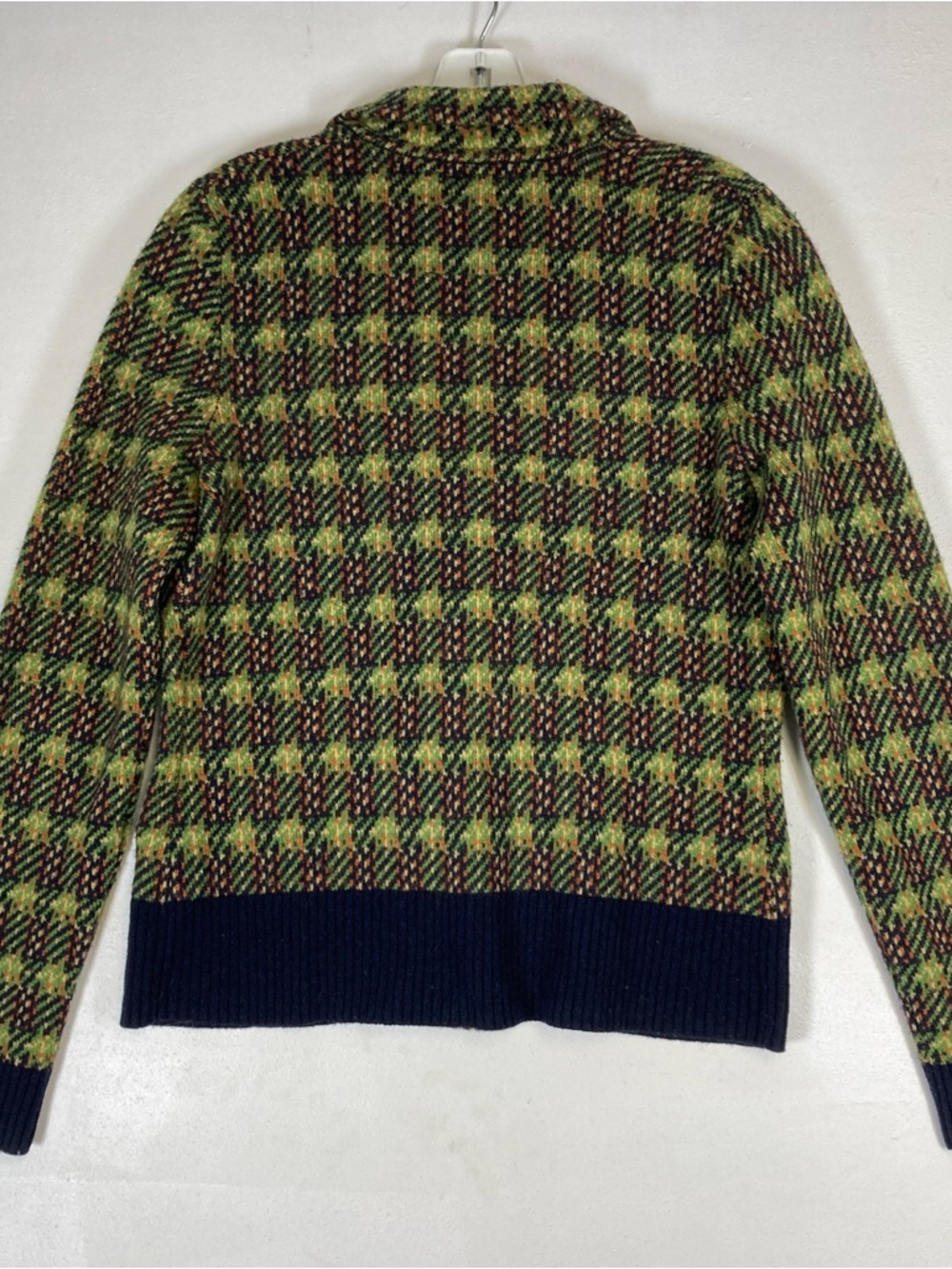 Sparrow Anthropologie Jacket Womens Medium Green Lambswool Cardigan Houndstooth - Picture 13 of 15